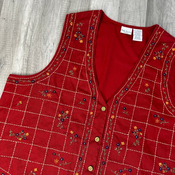 Vintage Cottagecore Grandmacore Button Front V-Neck Vest Waistcoat 22W-24W - Picture 8 of 10